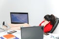 Relaxed and winning business woman sitting with her legs on desk Royalty Free Stock Photo