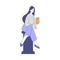 Relaxed Woman Character Sitting in the Park with Drink in Hands Vector Illustration