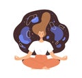 Relaxed woman during deep spiritual meditation. Peaceful person in zen yoga position, meditating. Enlightenment