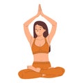 Relaxed woman during deep spiritual meditation. Peaceful person in zen yoga position, meditating.