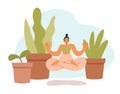 Relaxed woman lotus yoga meditating