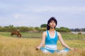Relaxed woman meditates