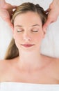 Relaxed Woman Receiving Head Massage At Health Spa Royalty Free Stock Photo