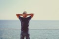 Relaxed young man at home on the balcony Royalty Free Stock Photo