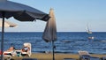 Relaxing afternoon sunbathing the beach of Phinikoudes area in Larnaca city Cyprus