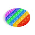 Relaxing antistress kids toy with rubber bubbles. Pop It and Simple Dimple. Colors of rainbow. Realistic isolated 3d on