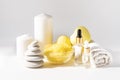 Relaxing bath products composition. Relaxation, spa and body treatment concept.