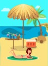 Relaxing Beach Rest Flat Vector Color Illustration Royalty Free Stock Photo