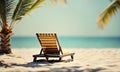 Relaxing beach vacation with a lounge chair and palm trees