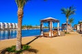 Relaxing at beach at white beach - travel destination for vacation - Hurghada, Red Sea, Egypt Royalty Free Stock Photo