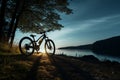 Relaxing bike ride beneath the dark night sky, a peaceful evening