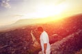 Relaxing boy looking to the city Royalty Free Stock Photo