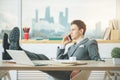 Relaxing businessman on the phone Royalty Free Stock Photo