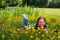 Relaxing in the buttercups Royalty Free Stock Photo