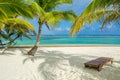 Relaxing on chair - Belize Cayes - Small tropical island at Barrier Reef with paradise beach - known for diving, snorkeling and Royalty Free Stock Photo