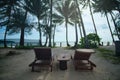 Relaxing chair for hotel guests placed facing the sea Royalty Free Stock Photo