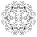 Relaxing coloring page with mandala for kids and adults, art therapy, meditation coloring book