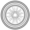 Relaxing coloring page with mandala for kids and adults, art therapy, meditation coloring book