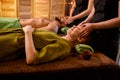 relaxing couple at beauty spa treatment, getting head and facial massage Royalty Free Stock Photo