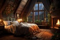 Relaxing Cozy bedroom. Generate Ai