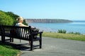 Relaxing at Crescent gardens, Filey, Yorkshire, UK