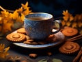 relaxing cup of evening tea with biscuits. copy space Royalty Free Stock Photo