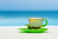 Relaxing cup of spicy herbal lemon tea
