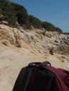 Relaxing on the deserted beach in summer