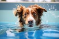 Relaxing Dog swimming pool vacation. Generate Ai Royalty Free Stock Photo