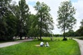 Relaxing in the Englisher Garten park in Munich, Germany Royalty Free Stock Photo