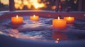 Relaxing evening bath with lit candles in a tranquil setting Royalty Free Stock Photo