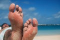Relaxing feet at beach Royalty Free Stock Photo