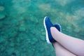 Relaxing feet by the lake Royalty Free Stock Photo