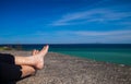 Relaxing feet and picturesque Baltic sea Royalty Free Stock Photo