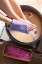 Relaxing foot bath, moment of relaxation Royalty Free Stock Photo