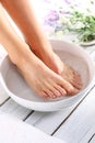 Relaxing foot bath, moment of relaxation Royalty Free Stock Photo