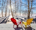 Relaxing in forest. Sunset in the Arctic. Royalty Free Stock Photo