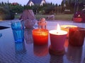 relaxing in the garden by candlelight Royalty Free Stock Photo