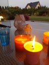 relaxing in the garden by candlelight