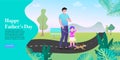 Woman with a dog walking along the park. Vector colorful illustration character in flat style. Royalty Free Stock Photo