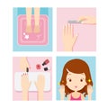 Relaxing girl in nail salon set Royalty Free Stock Photo