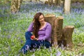 Relaxing girl in spring forest Royalty Free Stock Photo