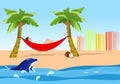 Relaxing in the hammock, cdr vector Royalty Free Stock Photo