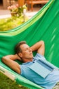 Relaxing in hammock. Royalty Free Stock Photo