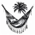 Relaxing Hammock Under Palm Tree Illustration Royalty Free Stock Photo