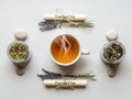 Relaxing herbal tea set-up Royalty Free Stock Photo