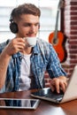 Relaxing with his favorite music. Royalty Free Stock Photo