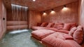 Relaxing indoor pool with plush seating and waterfall feature Royalty Free Stock Photo