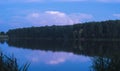 relaxing lake at sunset  Colorful sunset observed over lake on calm summer evening. Reflection of sky on lake made a dramatic Royalty Free Stock Photo