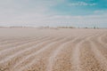 Relaxing landscape and peaceful and lonely beach. Sand dunes with the blue sky Royalty Free Stock Photo